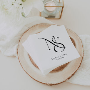 Modern Minimal Wedding Monogram Napkin