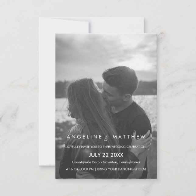 Modern & Minimal Wedding Photo Invite (Front)