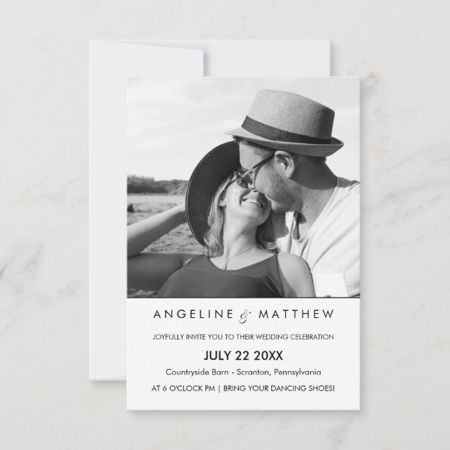 Modern & Minimal Wedding Photo Invite (Front)