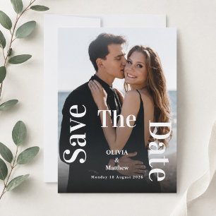 Modern Minimal Wedding Photo Overlay Bold Script Save The Date