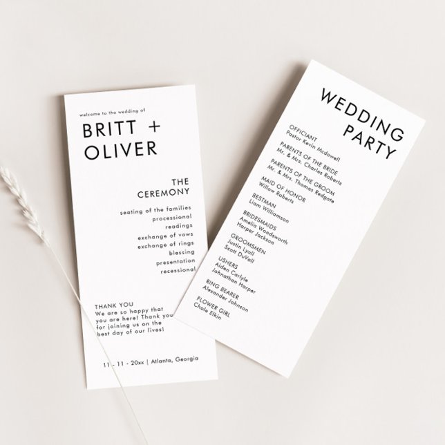 Modern Minimal Wedding Program Order Of Events (Creator Uploaded)