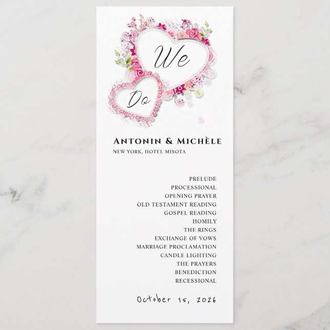 Modern Minimal Wedding Program Order Of Events Programme (Front)