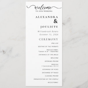 Modern Minimal Wedding Program Order Of Events Programme