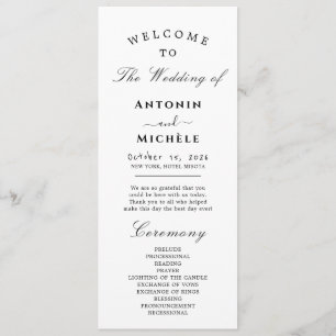 Modern Minimal Wedding Program Order Of Events Programme