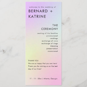 Modern Minimal Wedding Program Order Of Events Programme