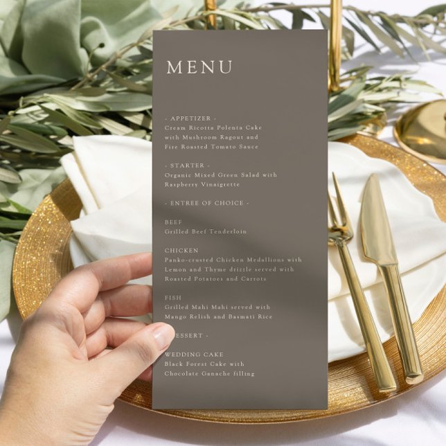 Modern Minimal Wedding Reception Menu Taupe (Creator Uploaded)