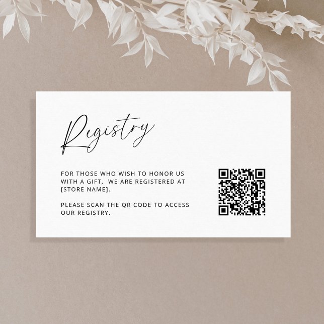 Modern Minimal Wedding Registry QR Code Enclosure Card (Creator Uploaded)