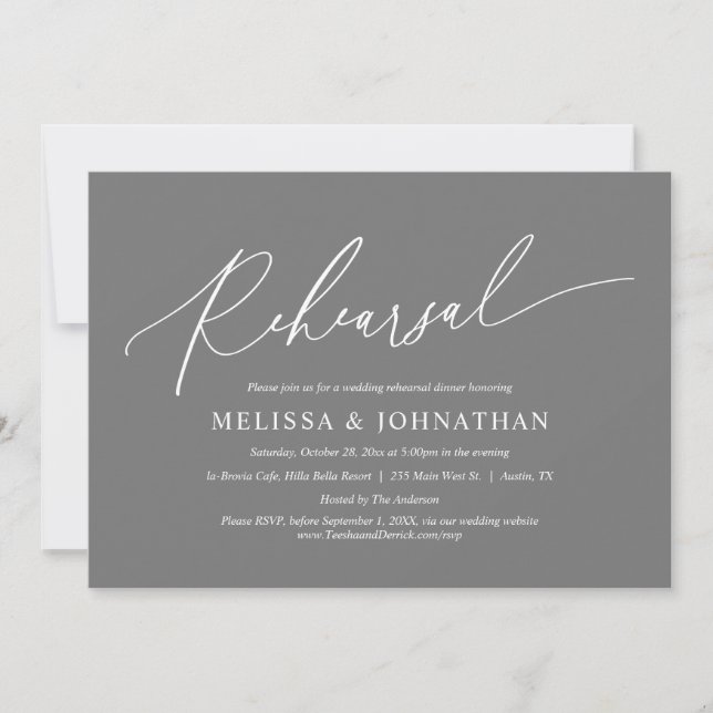 Modern Minimal, Wedding Rehearsal Dinner Dancing Invitation (Front)