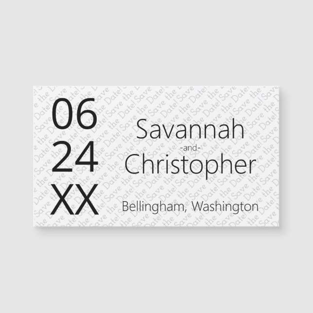 Modern Minimal Wedding Save the Date Magnet Card (Front)