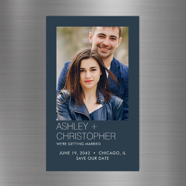 Modern Minimal Wedding Save-the-Date Photo Magnet (Creator Uploaded)