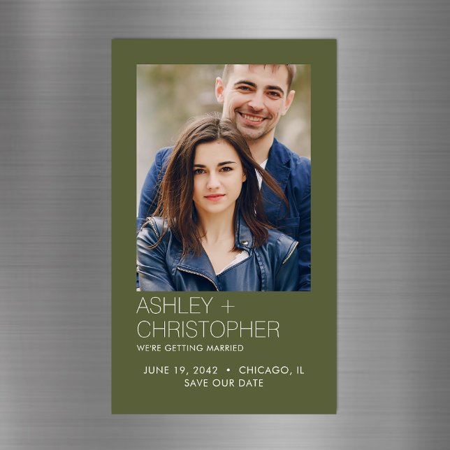 Modern Minimal Wedding Save-the-Date Photo Magnet (Creator Uploaded)