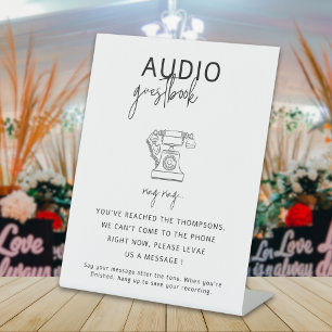 Modern Minimal Wedding Telephone Audio Guestbook Pedestal Sign