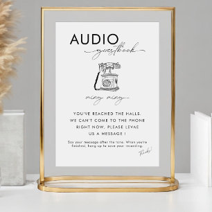 Modern Minimal Wedding Telephone Audio Guestbook Pedestal Sign