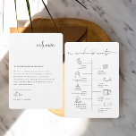 Modern Minimal | Wedding Welcome Card<br><div class="desc">Elegant and simple wedding welcome note to be placed on the chairs of guests at the ceremony. From displaying times for the evening's cocktail hour to serving as a map to direct guests to the next stop of the night; to give friends and family an idea of what's to come....</div>
