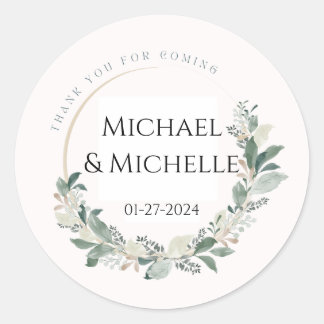 Modern minimal Wedding Welcome label blue wreath