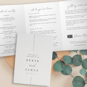 Modern Minimal Wedding Welcome Letter & Itinerary Tri-Fold Programme