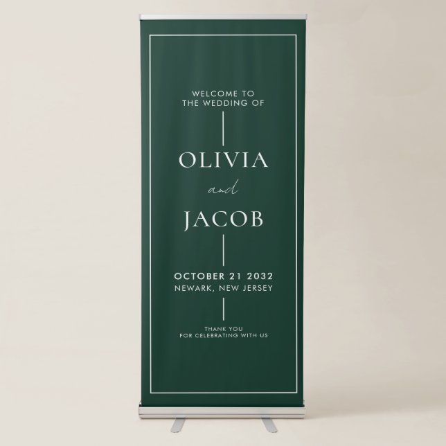 Modern Minimal Wedding Welcome Retractable Banner (Front)