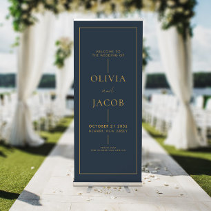 Modern Minimal Wedding Welcome Retractable Banner