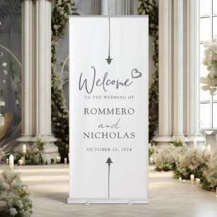 Modern Minimal Wedding Welcome Retractable Banner