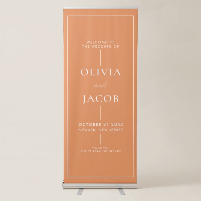 Modern Minimal Wedding Welcome Retractable Banner (Front)