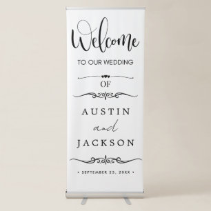 Modern Minimal Wedding Welcome Retractable Banner