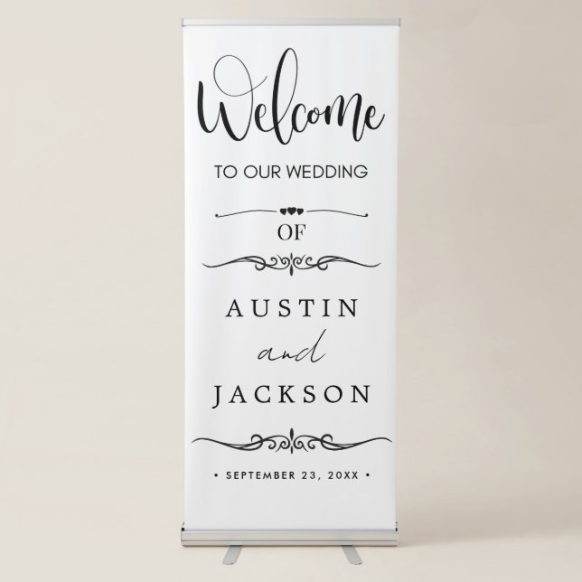 Modern Minimal Wedding Welcome Retractable Banner (Front)