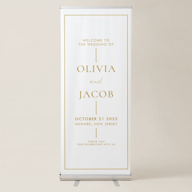 Modern Minimal Wedding Welcome Retractable Banner (Front)