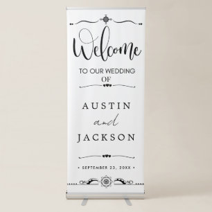 Modern Minimal Wedding Welcome Retractable Banner