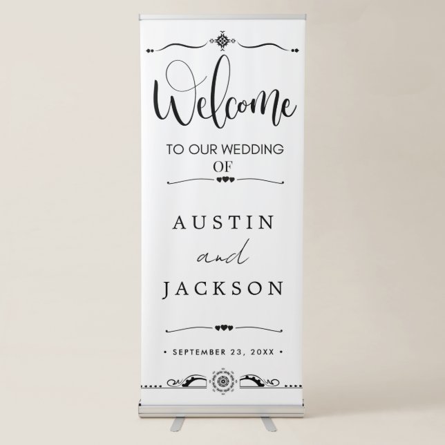 Modern Minimal Wedding Welcome Retractable Banner (Front)