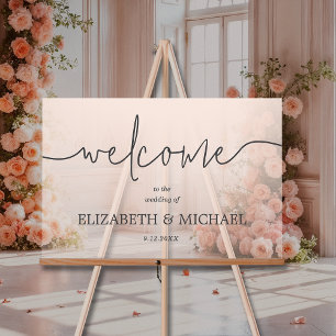 Modern Minimal Wedding Welcome Transparent Pink Acrylic Sign