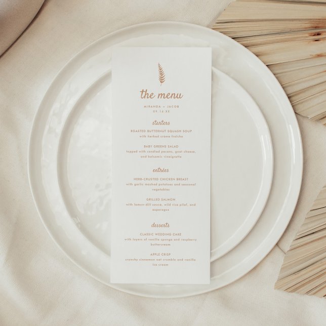 Modern Minimal White & Beige Leaf Wedding Menu (Creator Uploaded)