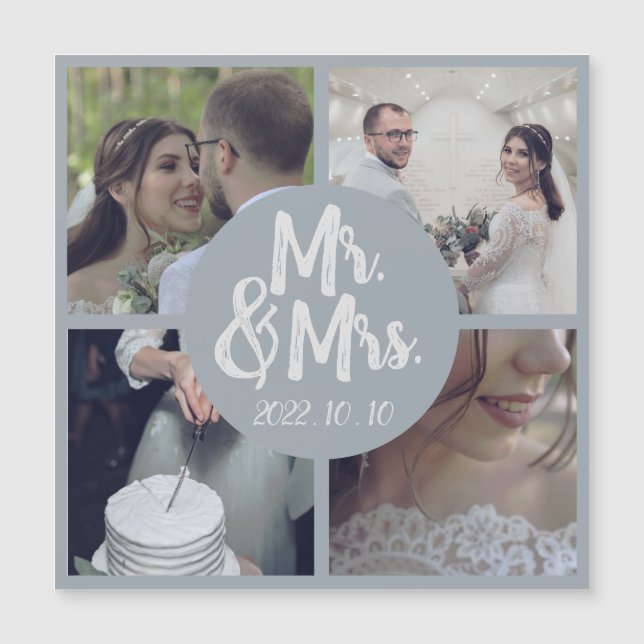 Modern Minimal White Border Wedding Collage (Front)