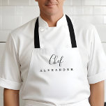 Modern Minimal White Chef Kitchen Custom Name Apron<br><div class="desc">Dress the part in your very own custom name chef kitchen apron in white. The design features a simple and modern typography design combination of script and serif design. Perfect for chef connoisseurs and foodies.</div>