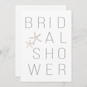Modern Minimal White Grey Beach BRIDAL SHOWER Invitation