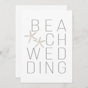 Modern Minimal White Grey Beach Wedding Invitation