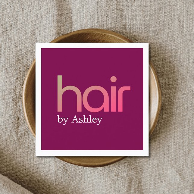 Modern Minimal White Rose Red Bold Hair Salon Square Business Card (Creator Uploaded)