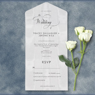 Modern Minimal White Satin Taffeta Dinner All In One Invitation