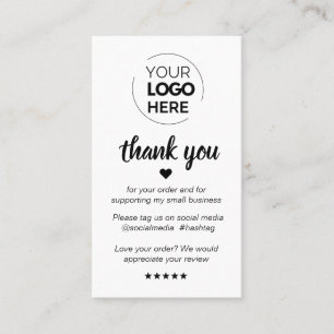 Modern Minimal White Thank You Supporting Small Business Card
