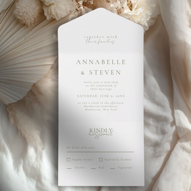 Modern, Minimal, White, Wedding All In One Invitation (Modern, Minimal, White & Copper, Wedding All In One Invitation)
