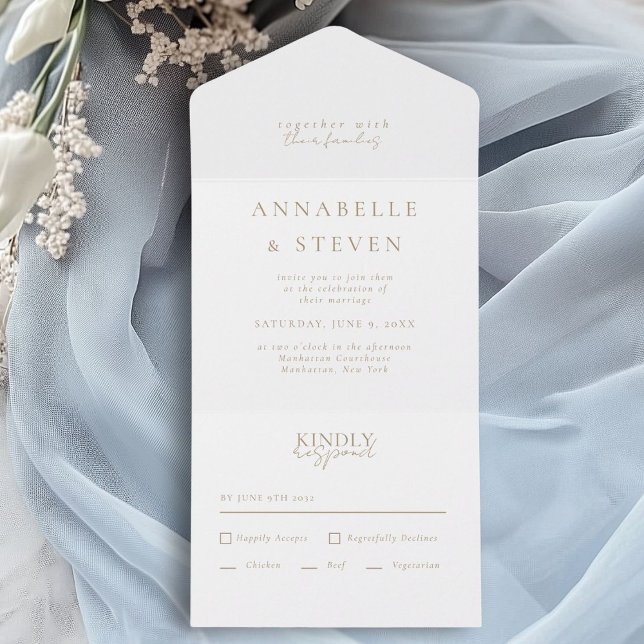 Modern, Minimal, White, Wedding All In One Invitation (Modern, Minimal, White, Wedding All In One Invitation)