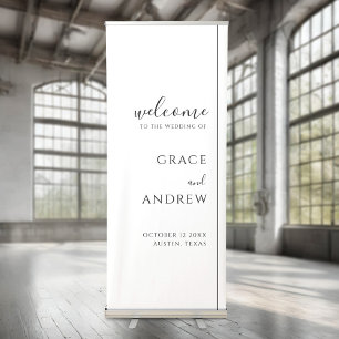 Modern Minimal White Wedding Welcome Retractable Banner