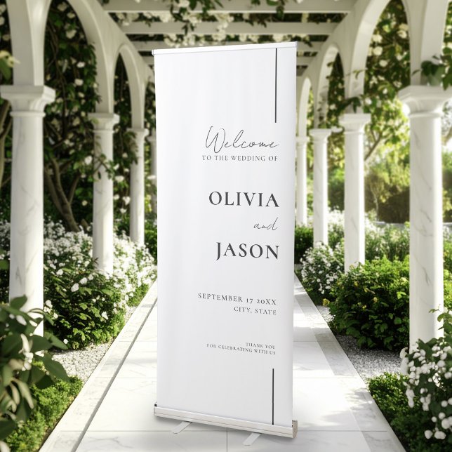 Modern Minimal White Wedding Welcome Retractable Banner (Creator Uploaded)
