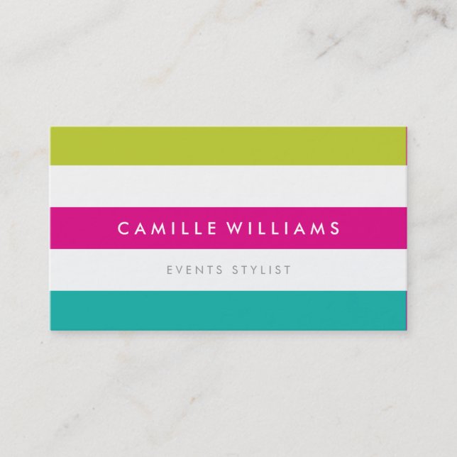 MODERN MINIMAL wide stripe pattern bright colourfu Business Card (Front)