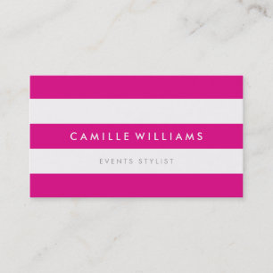 MODERN MINIMAL wide stripe pattern bright hot pink Business Card
