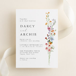 Modern Minimal Wildflowers Wedding Invitation
