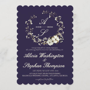 Modern Minimal Winter Floral Wedding Invitation