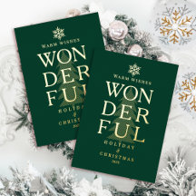 Modern Minimal Wonderful Holiday Christmas Green