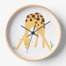 Modern Minimal Yellow Giraffe, 10" Round Clock