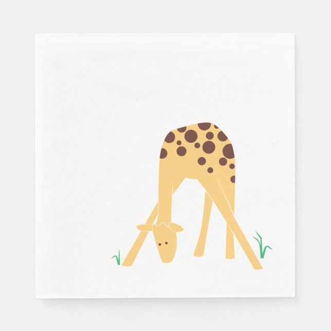Modern Minimal Yellow Giraffe Baby Shower Birthday Napkin (Front)