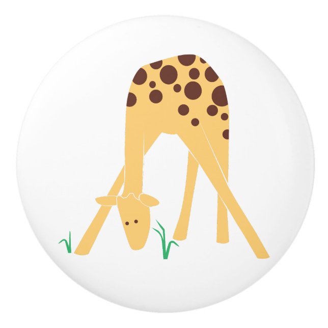 Modern Minimal Yellow Giraffe Ceramic Pull Knob (Front)
